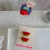 New cute and fun watermelon pair, bye-bye clip, children's Korean-style broken bangs clip, denim small intestine strawberry hair band and hair accessory Application Scenario